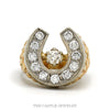 14k yellow gold men's 2.80cttw diamond horseshoe ring — top view - Thumbnail 1