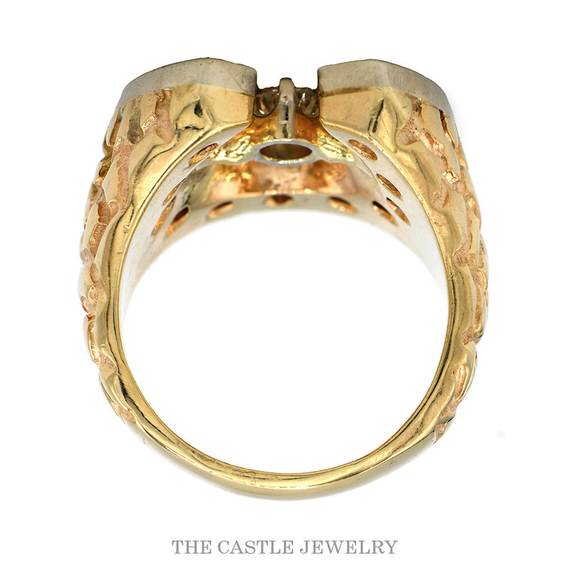 Front-facing view of the 14k yellow gold men's diamond horseshoe ring