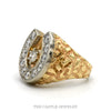 Side profile of the 14k yellow gold diamond horseshoe nugget ring - Thumbnail 2