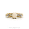 10k yellow gold oval opal ring with diamond filigree shoulders — top view - Thumbnail 1