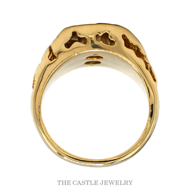 Front-facing view of the 1/2cttw illusion set double diamond nugget ring in 14k yellow gold