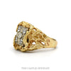Side profile of the 5 diamond nugget style ring showing the pierced texture - Thumbnail 2