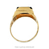 Front-facing view of the square black onyx eagle ring in 10k tri gold - Thumbnail 3
