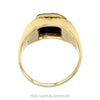 Front-facing view of the men's black intaglio ring in 10k yellow gold - Thumbnail 3