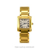 Cartier Tank Française 1840 automatic watch with Roman dial in 18k yellow gold — angled view with the bracelet open - Thumbnail 1