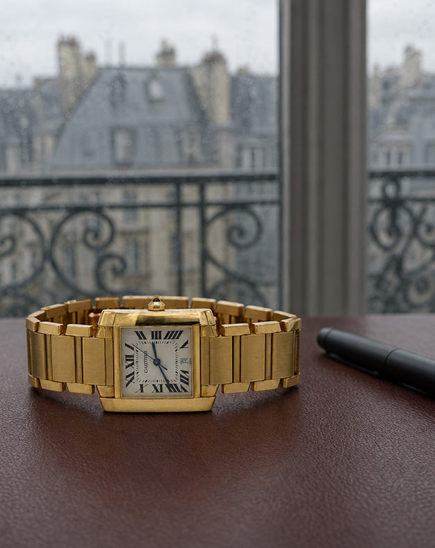 Cartier Tank Française 1840 Automatic Watch with Roman Dial in 18k Yellow Gold
