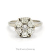 1cttw 7 Round Brilliant Cut Diamond Cluster Ring in 14k White Gold - Thumbnail 1