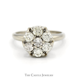 1cttw 7 Round Brilliant Cut Diamond Cluster Ring in 14k White Gold