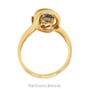 Pear Shaped Blue Topaz Ring with Diamond Accent in Freeform Swirled 14k Yellow Gold Mounting - Thumbnail 2