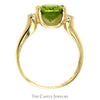 Oval Peridot Ring with Vertical Set Diamond Accents in 14k Yellow Gold - Thumbnail 2