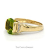 Oval Peridot Ring with Vertical Set Diamond Accents in 14k Yellow Gold - Thumbnail 3