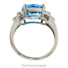 Cushion Cut Blue Topaz Ring with Diamond Cluster Accents in 14k White Gold - Thumbnail 2