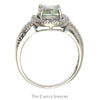 Cushion Cut Green Quartz Ring with Diamond Halo and Accents in 10k White Gold - Thumbnail 2