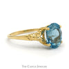 Oval Blue Topaz Ring with Beaded Split Sides in 14k Yellow Gold - Thumbnail 3