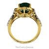 2.25ct Oval Emerald Vintage Ring with Diamond Halo and Accented Split Shank Sides in 14k Yellow Gold - Thumbnail 2