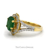 2.25ct Oval Emerald Vintage Ring with Diamond Halo and Accented Split Shank Sides in 14k Yellow Gold - Thumbnail 3