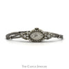 Elzburg Designer Marquise Shaped Watch with Diamond Accents in 14k White Gold - Thumbnail 1