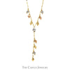 17 Inch Tri Gold Beaded "Y" Designed Link Necklace in 14k White, Rose and Yellow Gold - Thumbnail 2