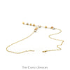 17 Inch Tri Gold Beaded "Y" Designed Link Necklace in 14k White, Rose and Yellow Gold - Thumbnail 3
