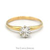 1/2ct Round Diamond Solitaire Engagement Ring in 14k Yellow Gold 6 Prong Mounting - Thumbnail 1
