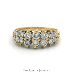 3/4cttw Double Row Diamond Band in 14k Yellow Gold Split Shank Setting