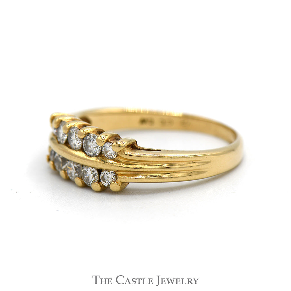 1/2cttw Double Row Diamond Band in 14k Yellow Gold