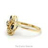 Triple Marquise Sapphire and Round Diamond Cluster Ring in 14k Yellow Gold - Thumbnail 3