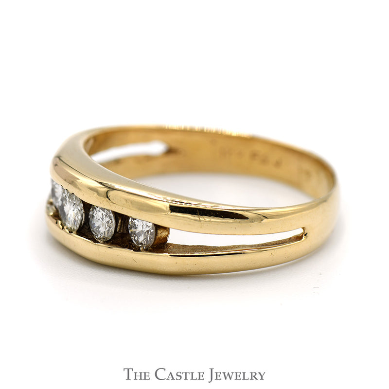 Men's Raised 1/2cttw 5 Channel Set Diamond Band in 14k Yellow Gold