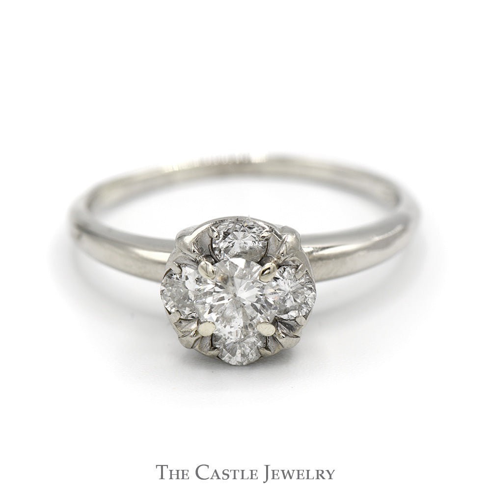 1cttw 5 Round Diamond Cluster Ring in 14k White Gold