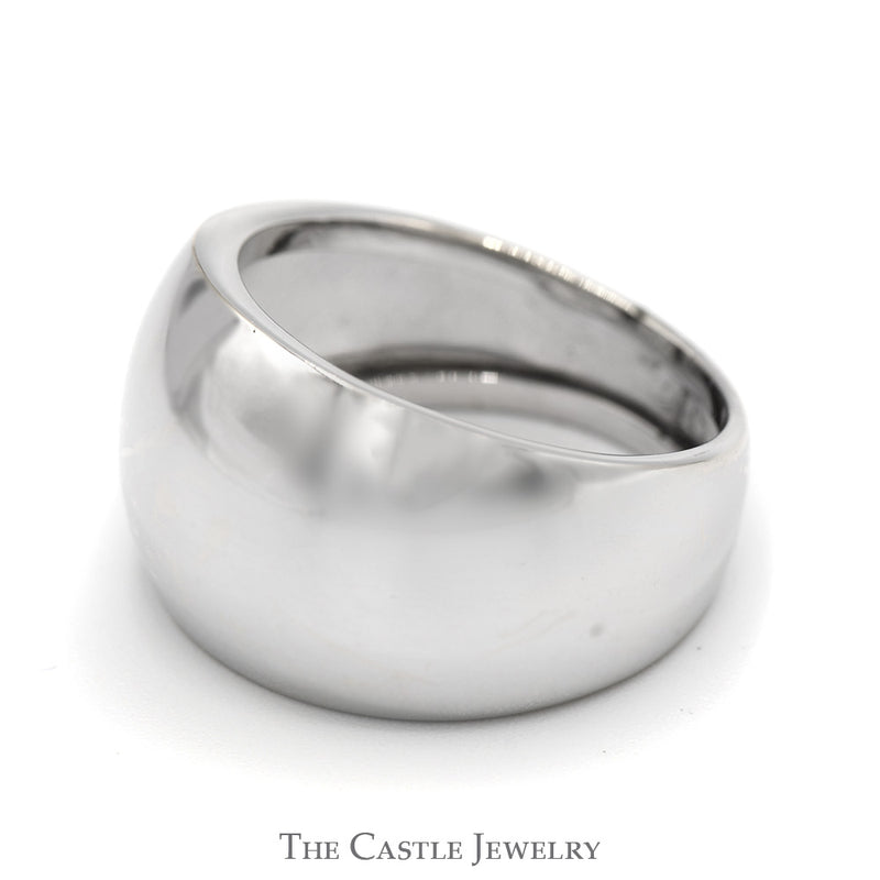 14k White Gold Wide Tapered Polished Dome Ring - Size 8.25