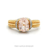 14K Yellow Gold Oval Morganite Ring Diamond Accents Vintage Design - Thumbnail 1