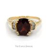 Cushion Cut Garnet Ring with Diamond Accents in 14k Yellow Gold - Thumbnail 1
