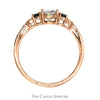 Moissanite Solitaire Ring with Black and White Diamond Accents in 10k Rose Gold - Thumbnail 2