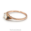 Moissanite Solitaire Ring with Black and White Diamond Accents in 10k Rose Gold - Thumbnail 3