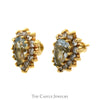 Pear Cut Aquamarine Earrings with Diamond Halos in 10k Yellow Gold - Thumbnail 2