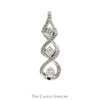 Twisted 3 Stone Diamond Pendant with Diamond Accents in 10k White Gold - Thumbnail 1