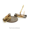 Diamond Accented Bar Link Earrings with Lever Backs in Two Tone 14k White & Yellow Gold - Thumbnail 3