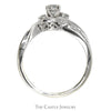 Three Stone Diamond Ring with Diamond Accented Open Bypass Sides in 14k White Gold - Thumbnail 2