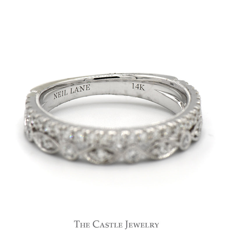 1/4cttw Neil Lane Designer Double Diamond Band in 14k White Gold Beaded Designed Mounting