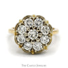 1.8cttw 9 Diamond Cluster Ring in 14k Yellow Gold - Thumbnail 1