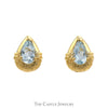 Pear Shaped Blue Topaz Stud Earrings with Tear Drop Shape in 10k Yellow Gold - Thumbnail 1