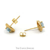 Pear Shaped Blue Topaz Stud Earrings with Tear Drop Shape in 10k Yellow Gold - Thumbnail 2