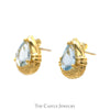 Pear Shaped Blue Topaz Stud Earrings with Tear Drop Shape in 10k Yellow Gold - Thumbnail 3