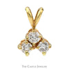 1/2cttw Triple Round Diamond Pendant in 14k Yellow Gold - Thumbnail 1