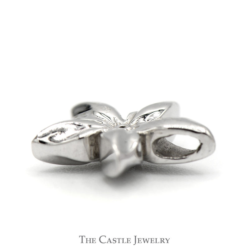 Flower Shaped Diamond Pendant in 14k White Gold