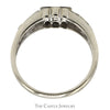 Princess Cut Sapphire Ring in Open Antique Style Band with Diamond Accents in 14k White Gold - Thumbnail 2