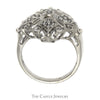 Filigree Style .40cttw Diamond Cluster Shield Ring in 14k White Gold - Thumbnail 2