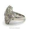 Filigree Style .40cttw Diamond Cluster Shield Ring in 14k White Gold - Thumbnail 3