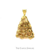 Triangular Textured Nugget Designed Pendant in 14k Yellow Gold - Thumbnail 1