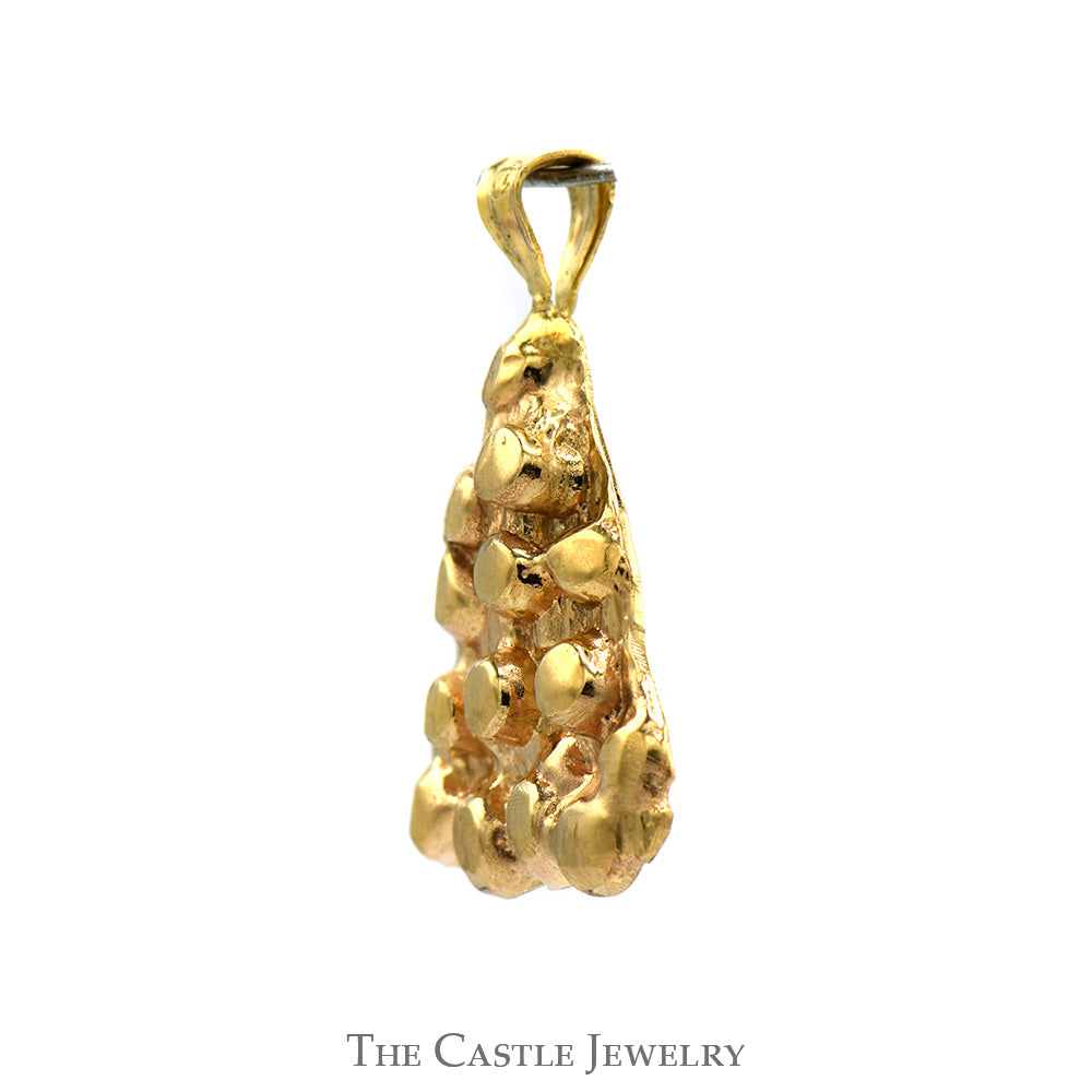 Triangular Textured Nugget Designed Pendant in 14k Yellow Gold